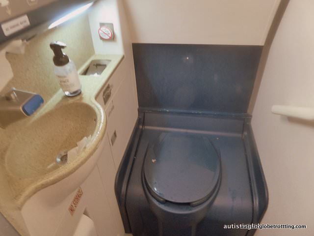 Tips for Flying with Autism on CRJ -700 Planes restroom