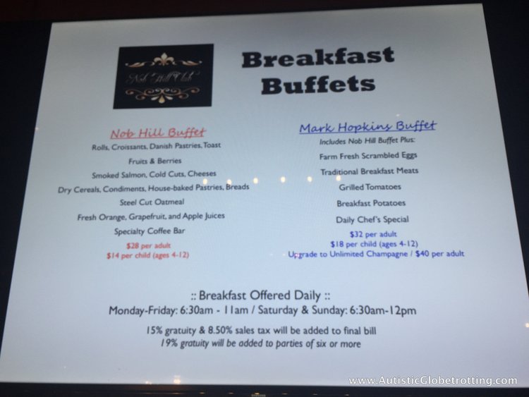 Finding Nirvana at The Mark Hopkins Hotel Lounge menu